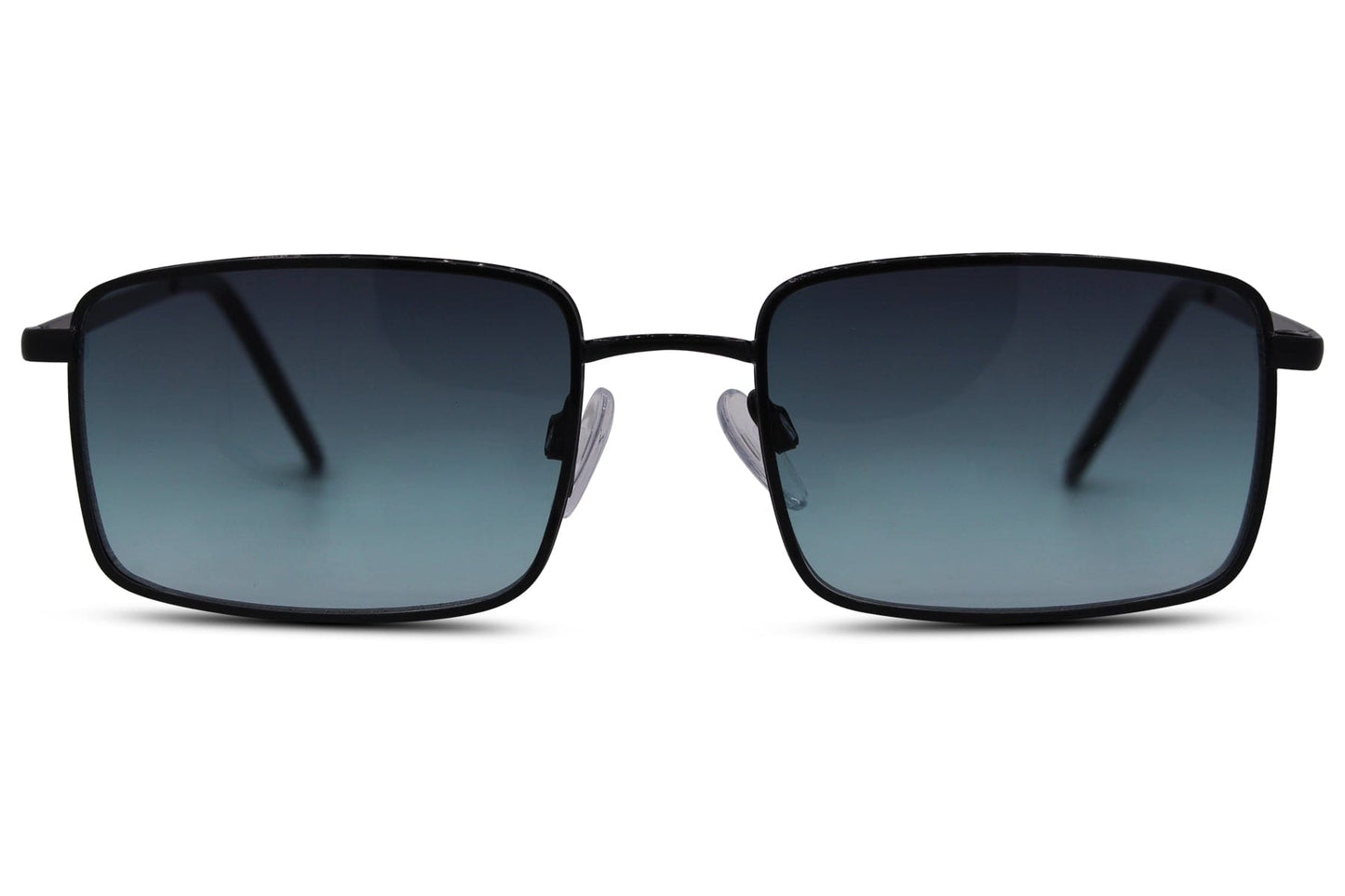 Vintage rectangle metal frame sunglasses for men with silver gunmetal frame and blue grey gradient recycled lens – minimalist retro rectangle shades for city wear and travel, free delivery across UK and Europe from Sunglass Station