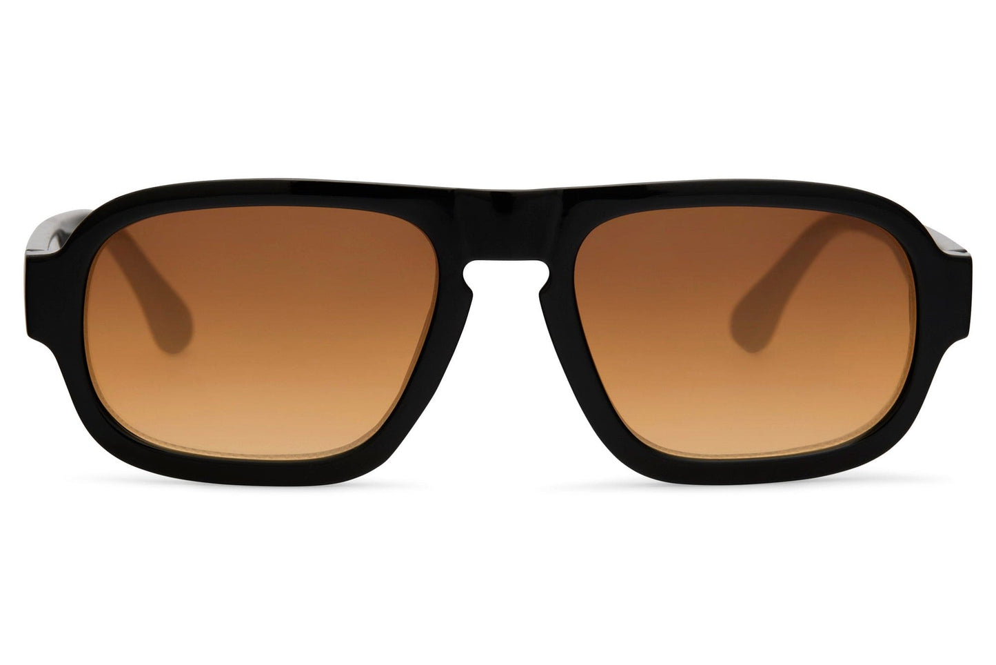 Vintage rectangle sunglasses for men with black polycarbonate frame and amber brown gradient lens – retro 70s-inspired aviator-style rectangle shades for city wear and holidays, free delivery across UK and Europe from Sunglass Station