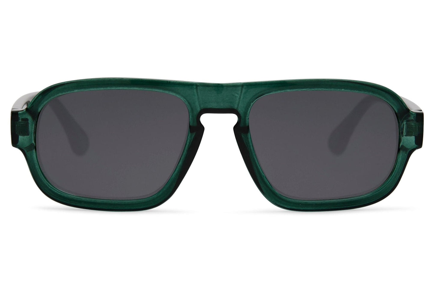 Vintage rectangle sunglasses for men with dark green polycarbonate frame and smoke green lens – tone-on-tone retro rectangle shades for festivals and summer city wear, free delivery across UK and Europe from Sunglass Station
