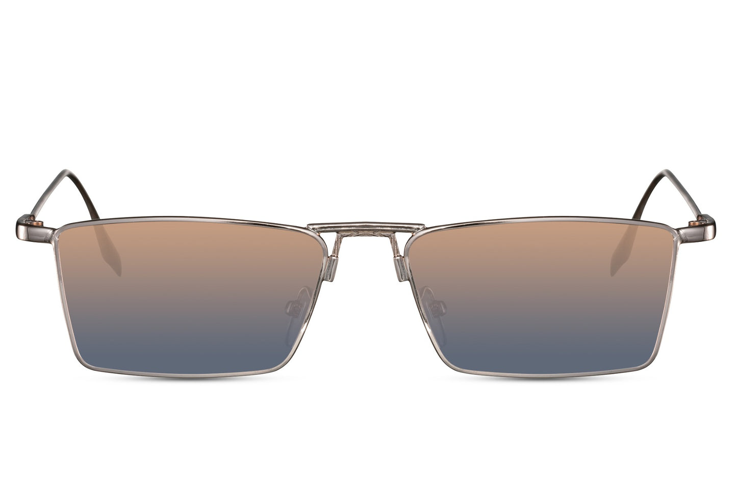 Vintage sleek rectangle sunglasses with gold metal frame and peach rose colour gradient UV protection lens – retro Y2K rectangle shades for festivals and summer holidays, Sunglass Station free UK and Europe delivery