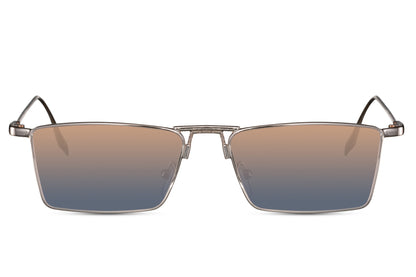 Vintage sleek rectangle sunglasses with gold metal frame and peach rose colour gradient UV protection lens – retro Y2K rectangle shades for festivals and summer holidays, Sunglass Station free UK and Europe delivery