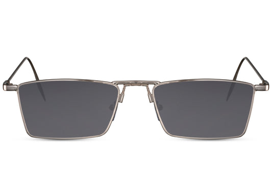 Vintage sleek rectangle sunglasses with gold metal frame and smoke grey UV protection lens – lightweight retro rectangle shades for everyday city wear and travel, free delivery across UK and Europe from Sunglass Station