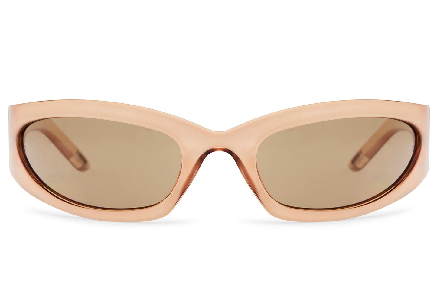 beige frame visor cateye sunglasses with brown lens
