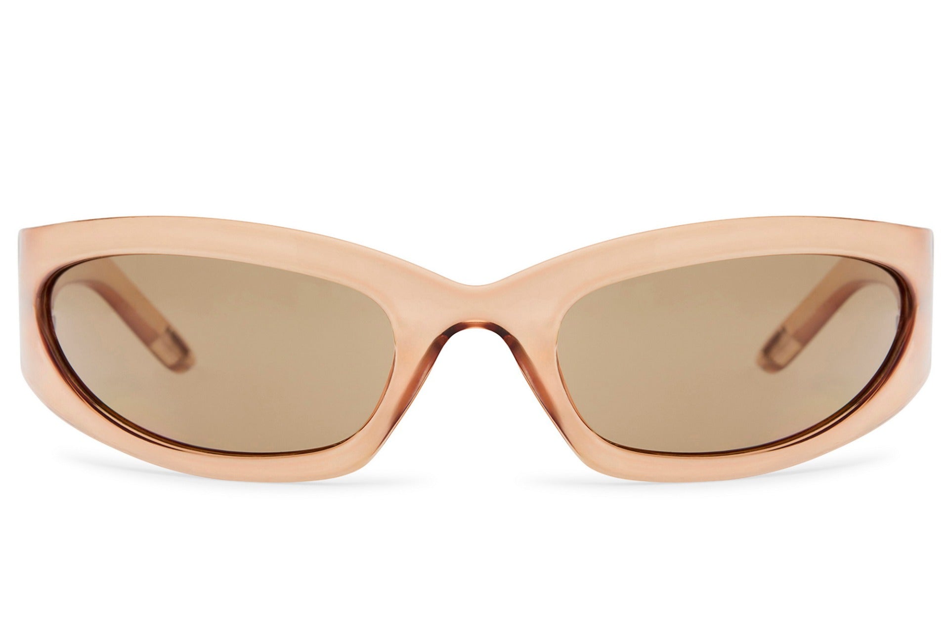 beige frame visor cateye sunglasses with brown lens