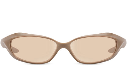 and frame visor wrap party sunglasses with amber lens detail — warm natural tones for sun-soaked coastal living, the boho staple that works as hard on a festival field as it does on a Mediterranean terrace | Sunglass Station