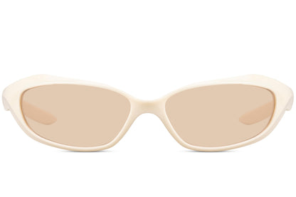 Warm tonal sand visor wrap party sunglasses — pairs effortlessly with linen, cotton and natural fabrics, the boho beach wardrobe essential for Tulum, Mykonos and every coastline in between | Sunglass Station