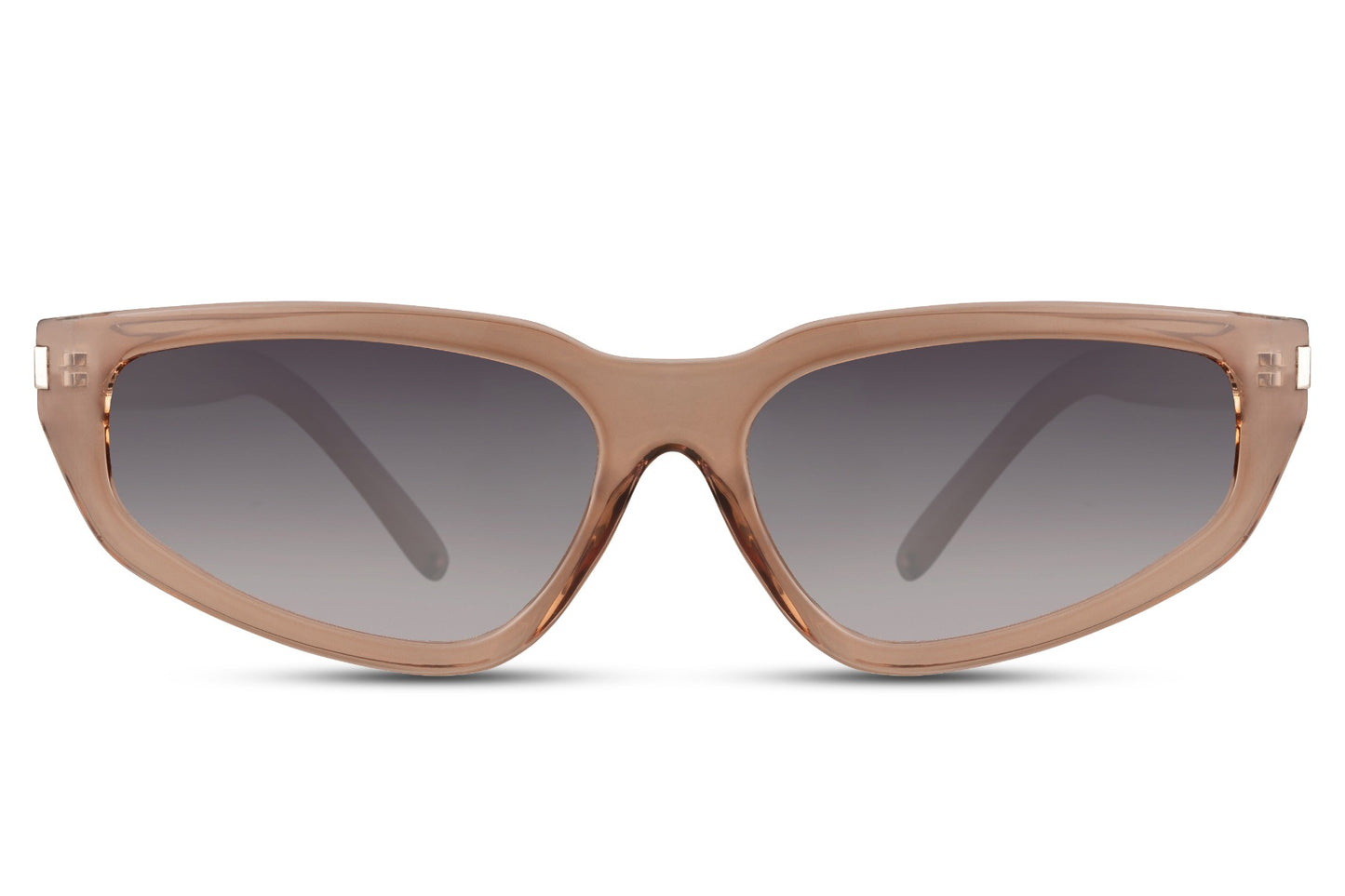 Taupe visor wrap party sunglasses with light grey lens — the everyday crossover frame for men and women, equally at home on a Swiss mountain weekend or a Shoreditch rooftop, UV400 protection