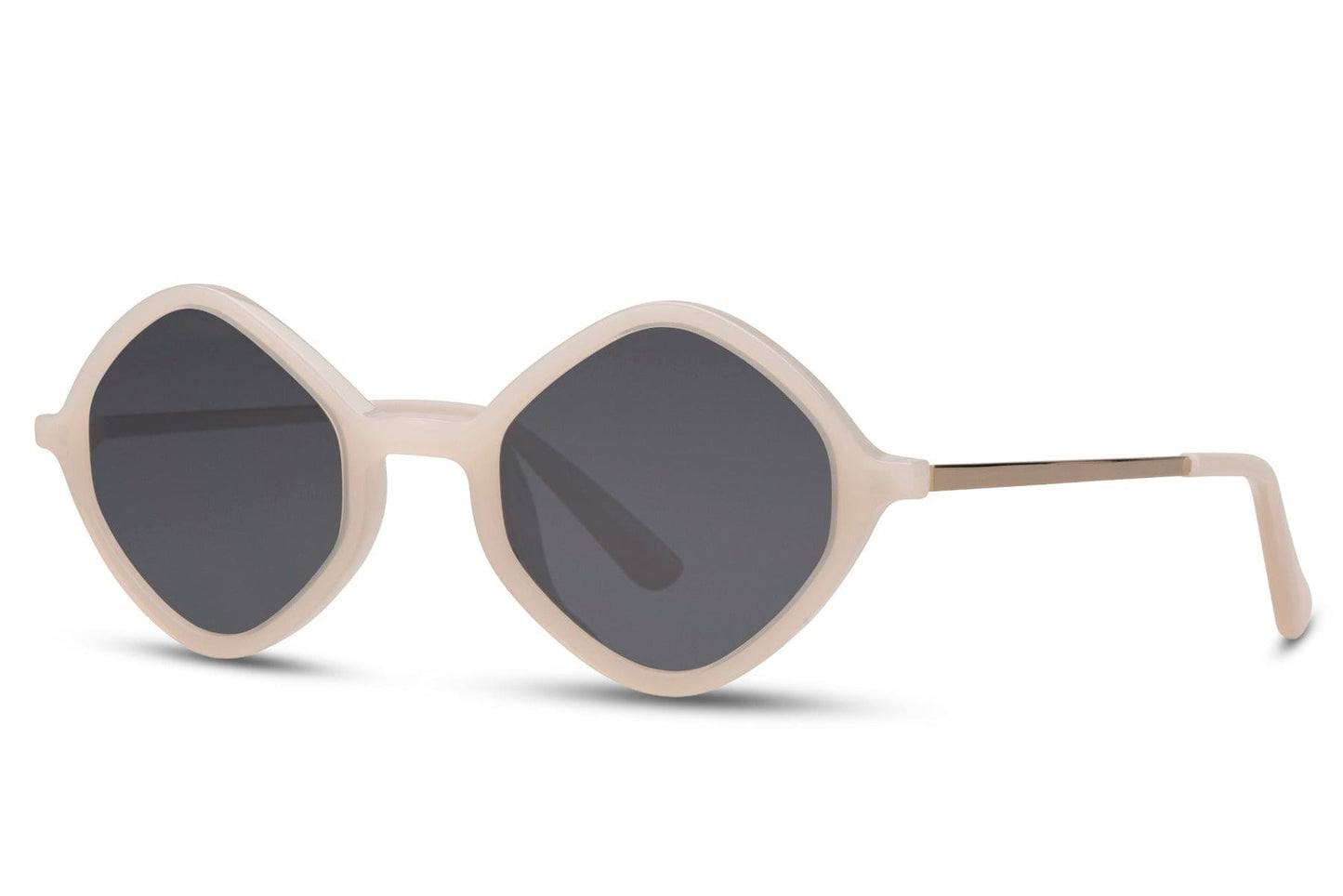 white acetate frame sunglass with black tinted lens