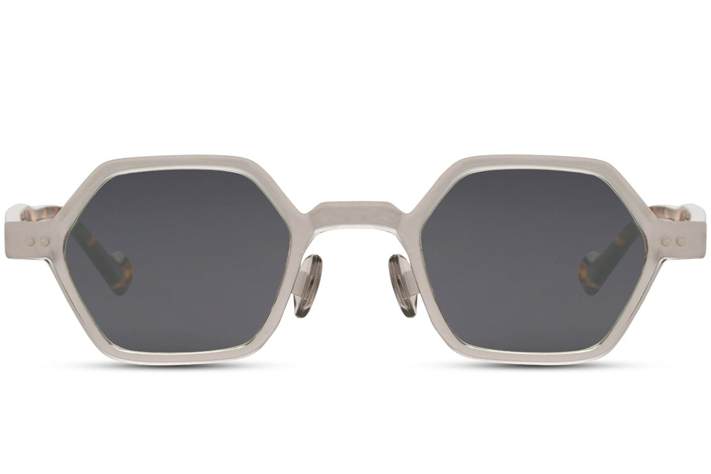 white frame smokey lens shades in unisex style