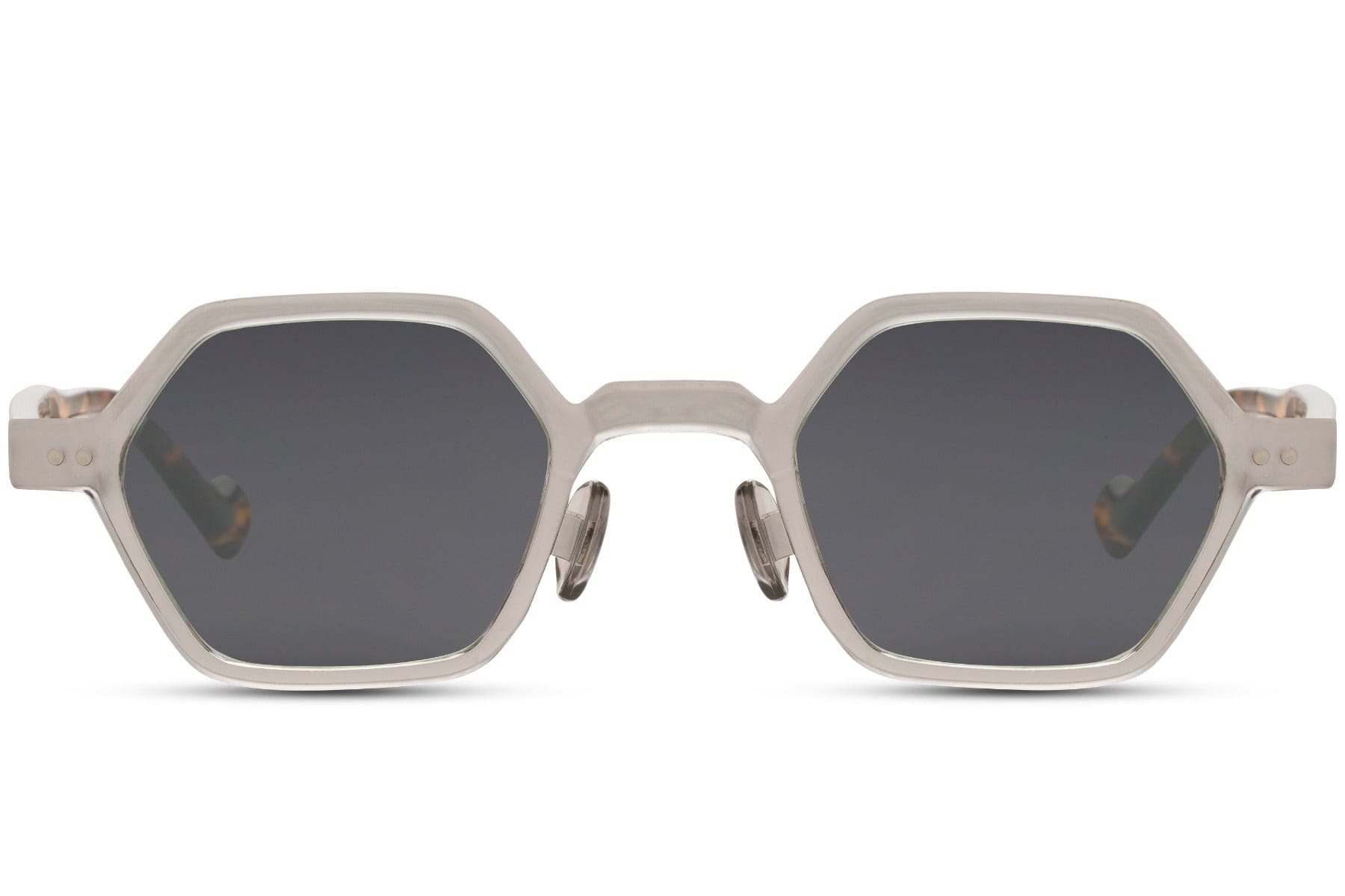 white frame smokey lens shades in unisex style