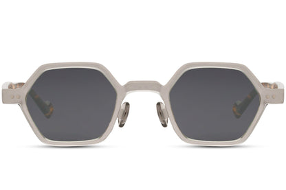 white frame smokey lens shades in unisex style