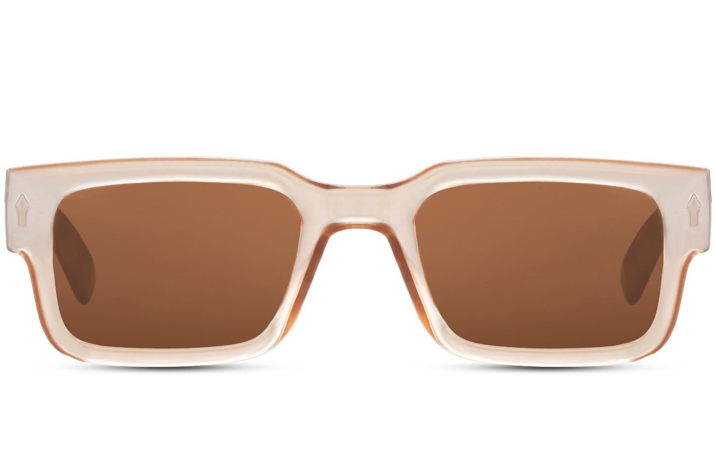 unisex sunglasses with white frame and amber brown lens, pair it in broad daylight of edinburgh