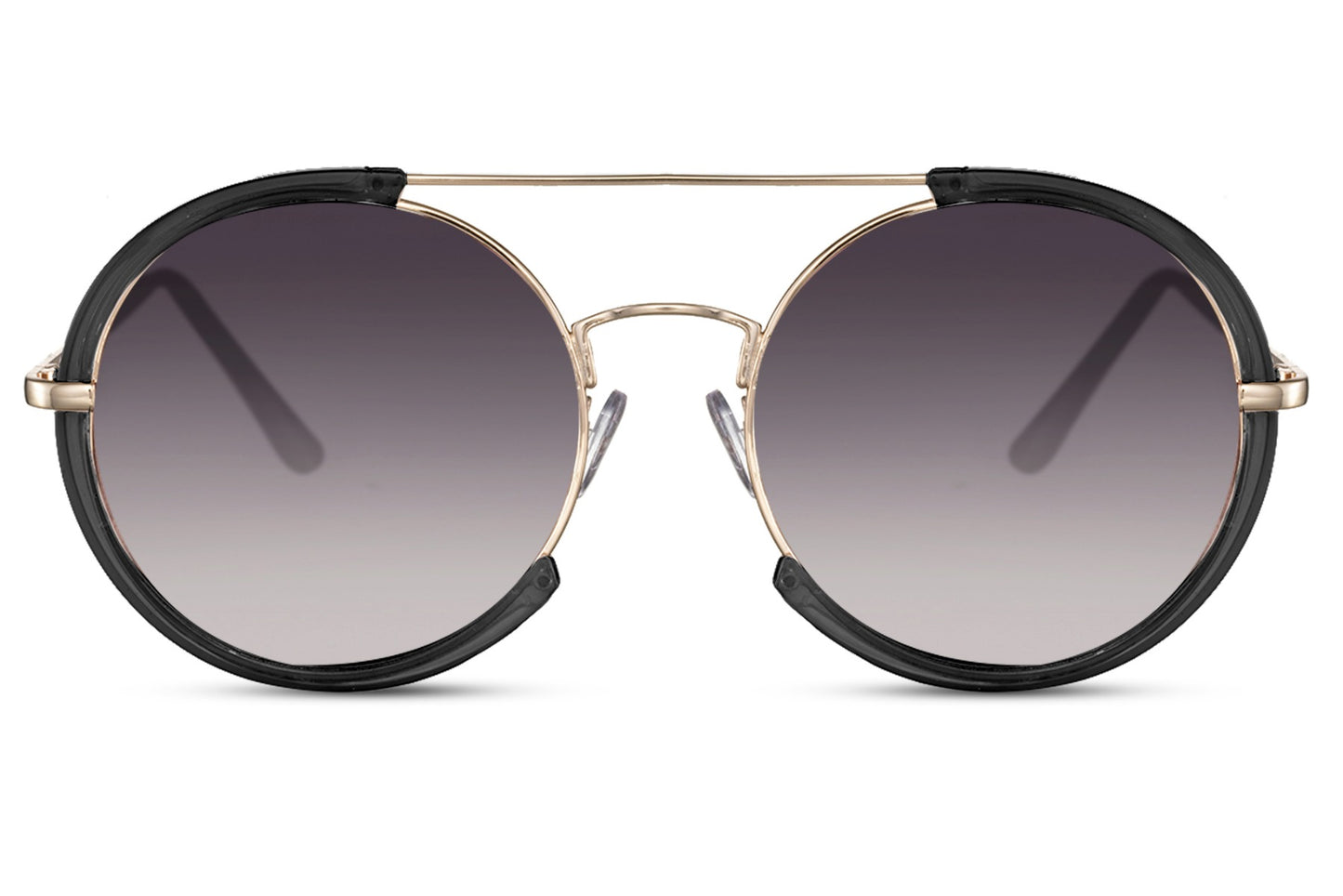 Women's oversized round double bridge sunglasses black metal frame UV400 protection bold glamorous summer eyewear free shipping UK Europe Sunglass Station