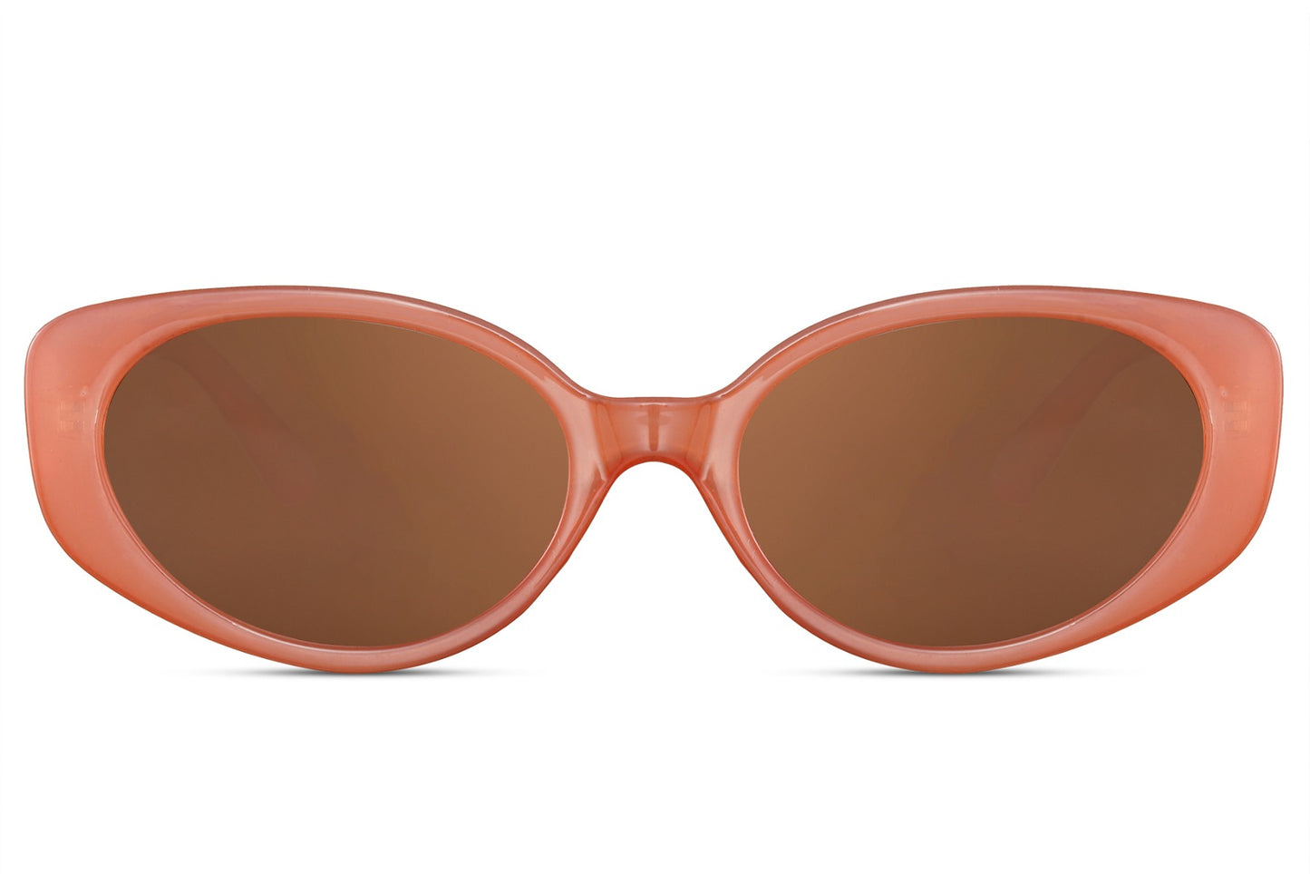 Y2K bold oval sunglasses with orange rust polycarbonate frame and amber brown UV protection lens – bold statement retro round shades for festivals and going out, Sunglass Station free UK and Europe delivery