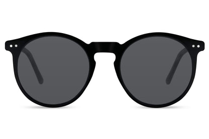 Executive luxury round sunglasses black polarised UV400 protection men women UK