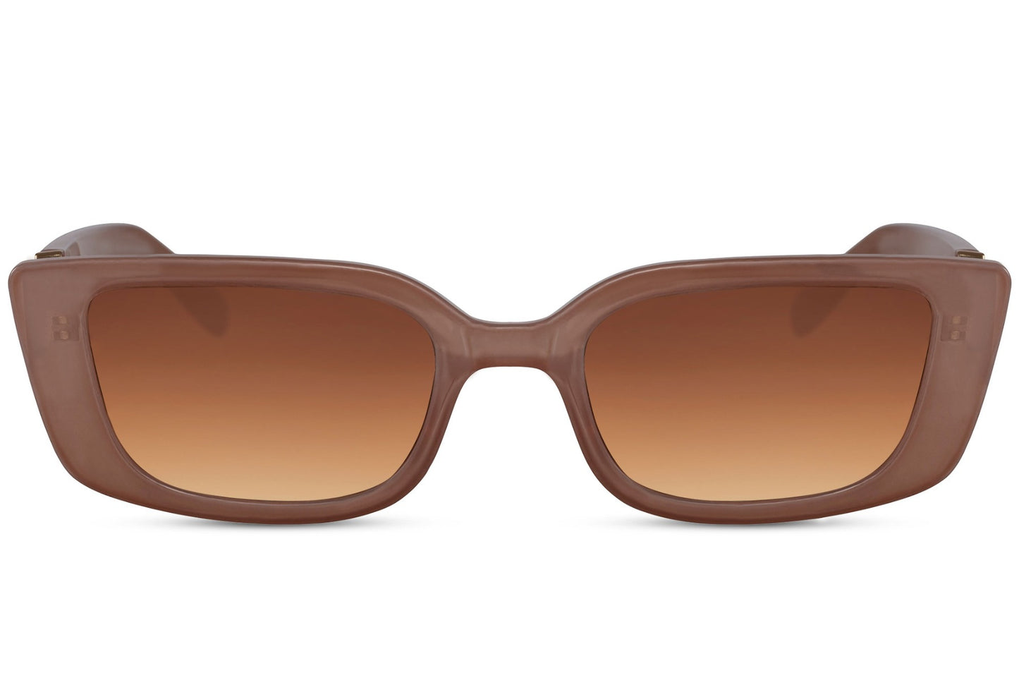 Rectangle sunglasses with brown frame and dark lenses by Sunglass Station, unisex eyewear with UV protection and a bold rectangular shape