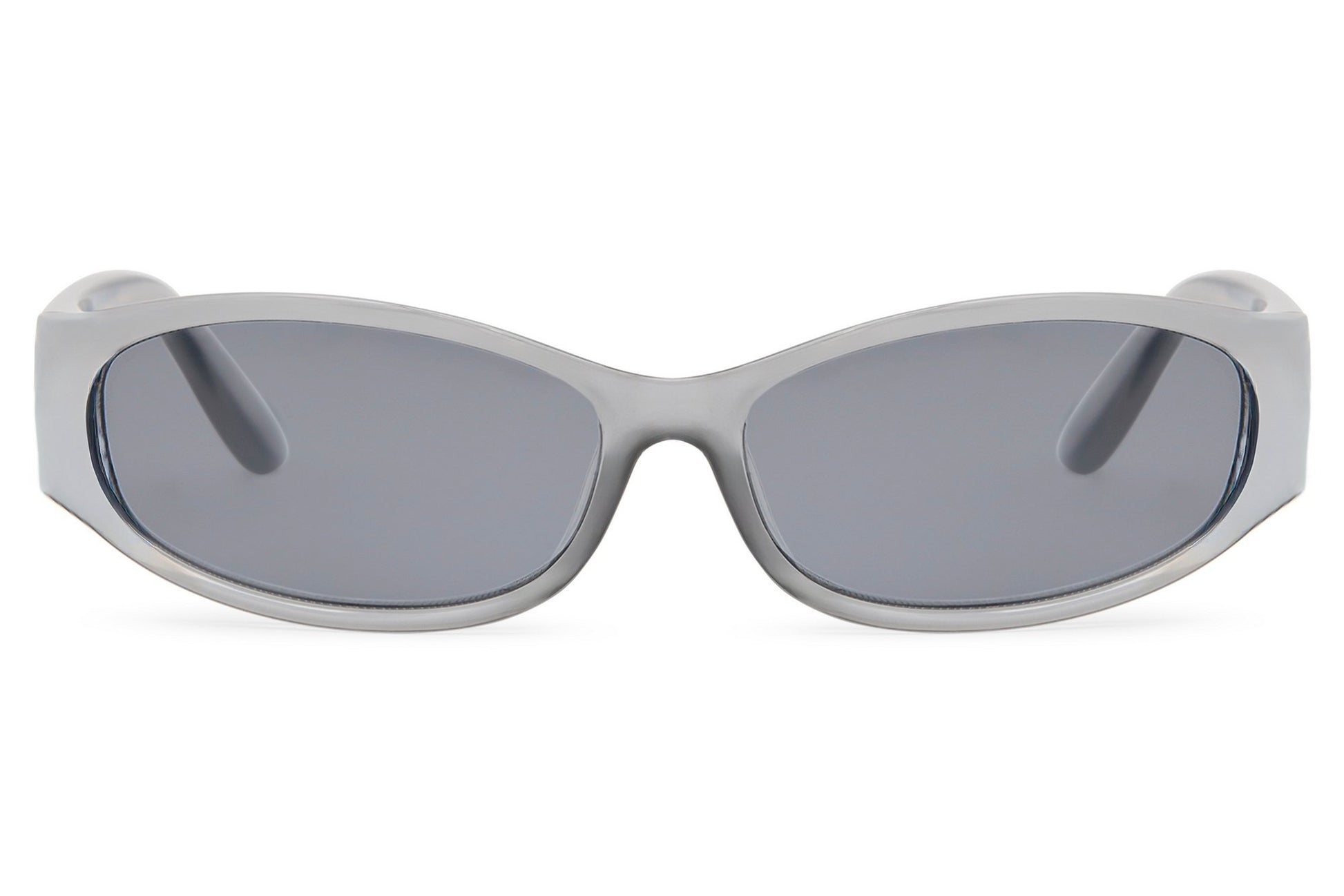 Grey smoke lens Y2K visor party sunglasses — cool minimal unisex wrap for overcast city days and open-air club nights, eco-friendly recycled polycarbonate UV400 protection, free uk and europe shipping