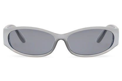 Grey smoke lens Y2K visor party sunglasses — cool minimal unisex wrap for overcast city days and open-air club nights, eco-friendly recycled polycarbonate UV400 protection, free uk and europe shipping