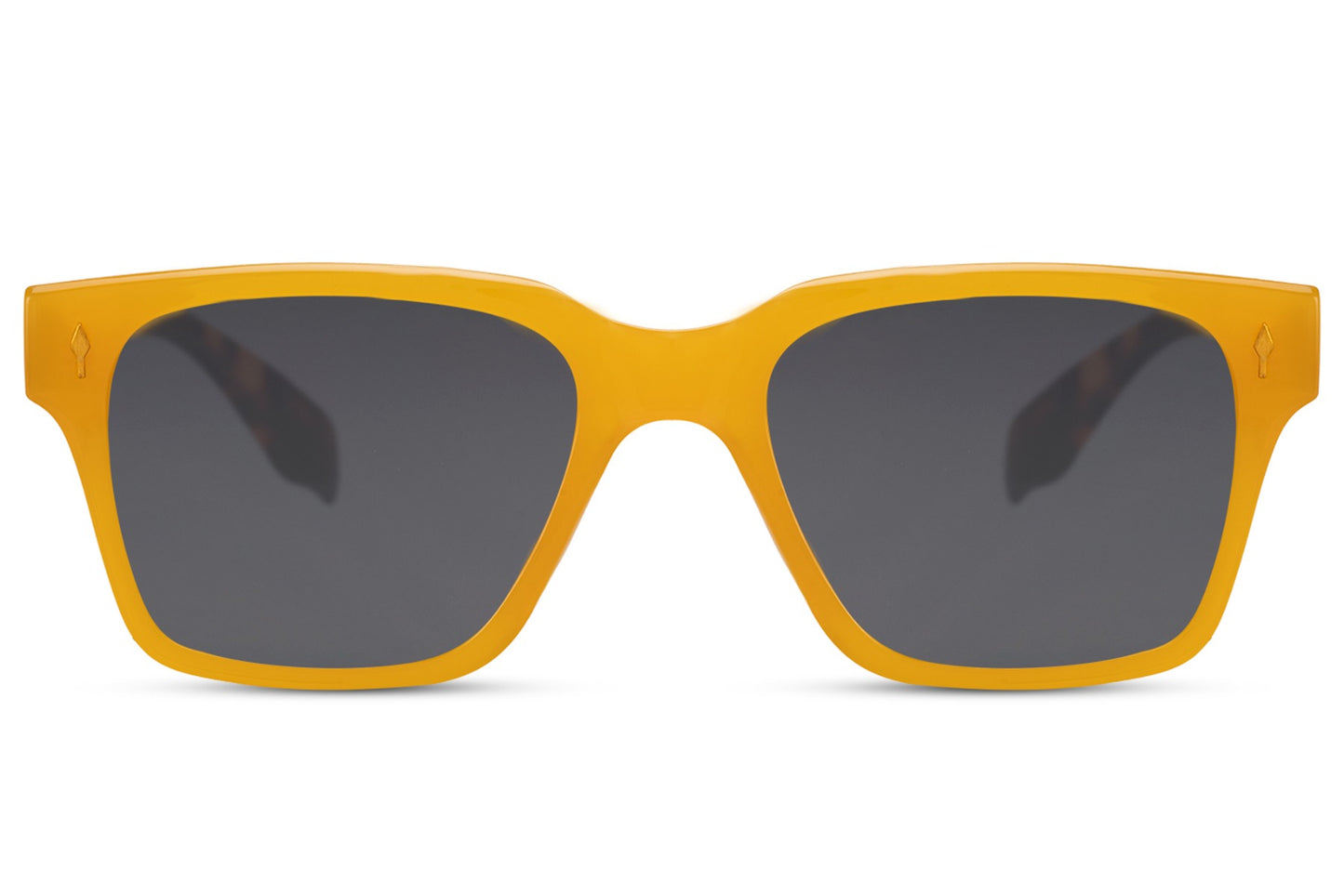 unisex style yellow frame wayfarer shades with black tinted lens for daytime traveling or urban parties